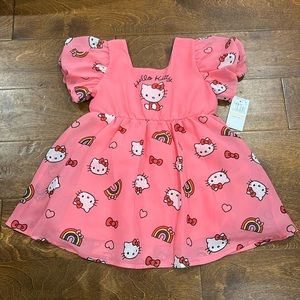 NWT Hello Kitty Toddler and Little Girls Rainbow Short Sleeve Chiffon Dress